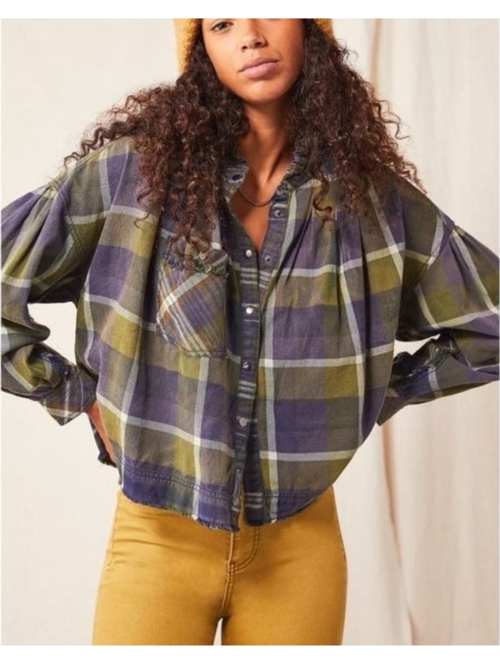 Free People We The Free Emily Plaid Top size M